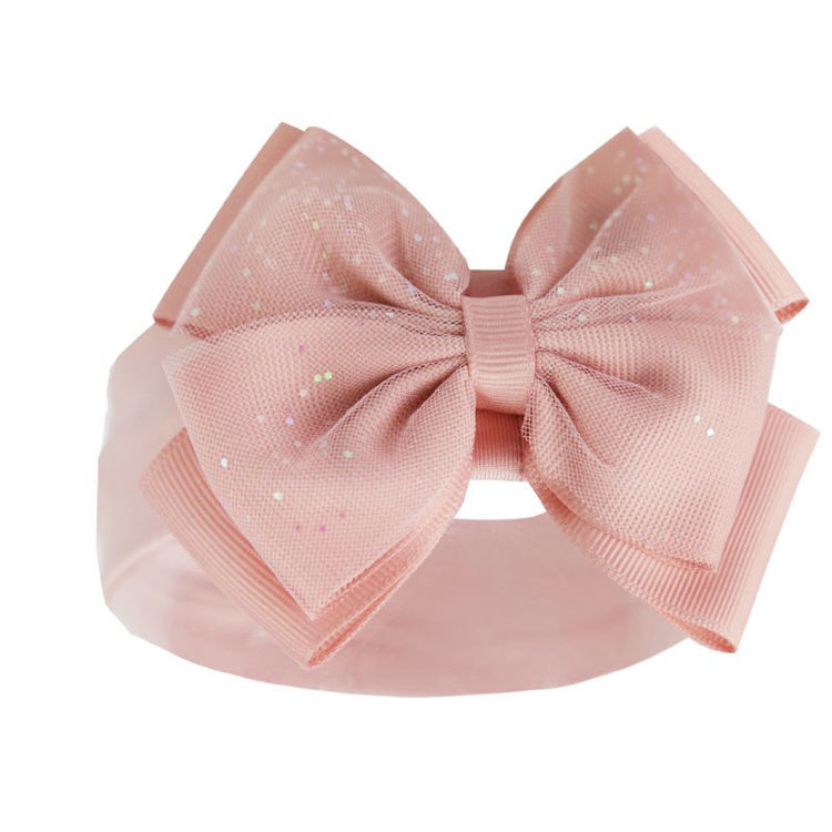 Picture of HB92 – F3127 - 6938 - HEADBAND W/GLITTER BOW ROSEGOLD